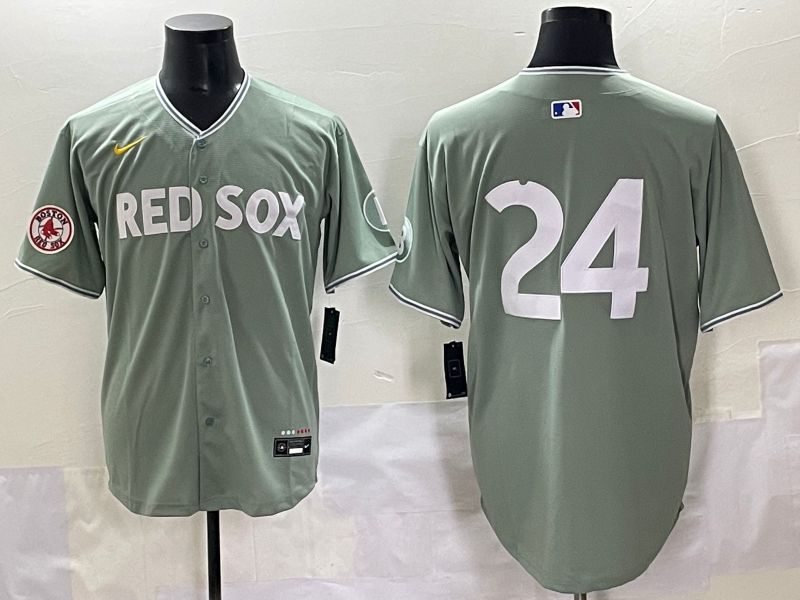 Men 2025 Boston Red Sox #24 No Name Light Green Joint Name Nike MLB Jersey style 8